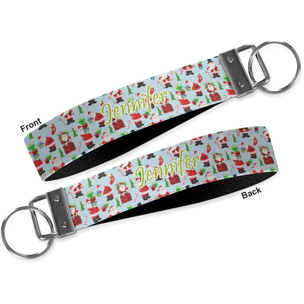 Santas w/ Presents Key-chain - Metal and Nylon - Front and Back