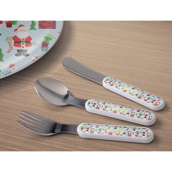 Santa and Presents Kids Flatware w/ Plate