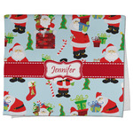 Santa and Presents Kitchen Towel - Poly Cotton w/ Name or Text