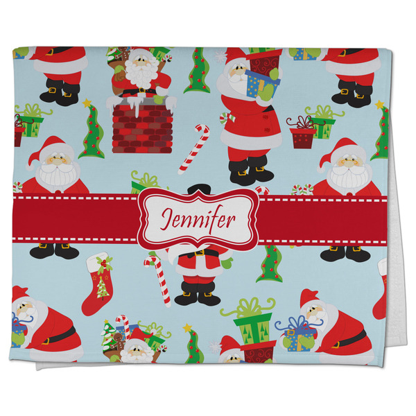 Custom Santa and Presents Kitchen Towel - Poly Cotton w/ Name or Text