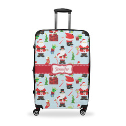 Santa and Presents Suitcase - 28" Large - Checked w/ Name or Text