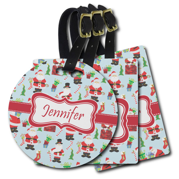 Custom Santa and Presents Plastic Luggage Tag (Personalized)