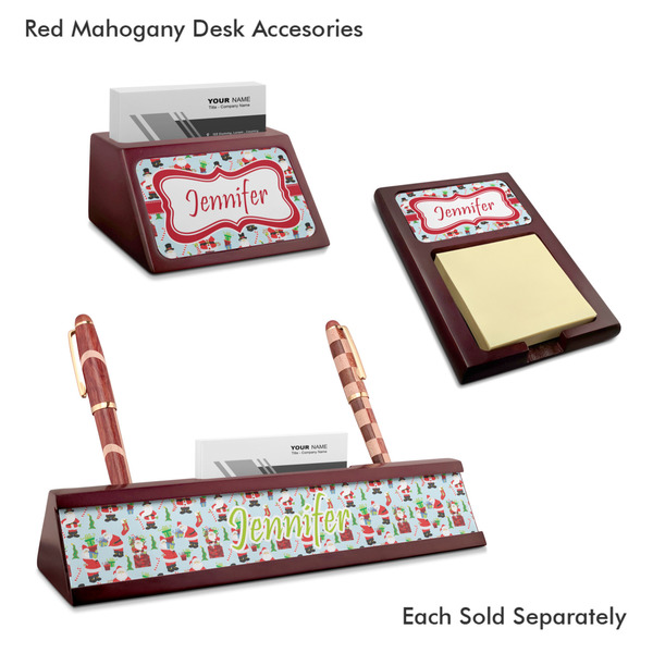 Santas w/ Presents Mahogany Desk Accessories