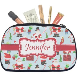 Santa and Presents Makeup / Cosmetic Bag - Medium w/ Name or Text