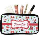 Santa and Presents Makeup / Cosmetic Bag - Small w/ Name or Text