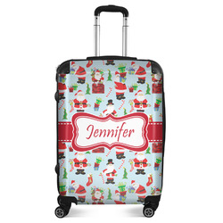 Santa and Presents Suitcase - 24" Medium - Checked (Personalized)