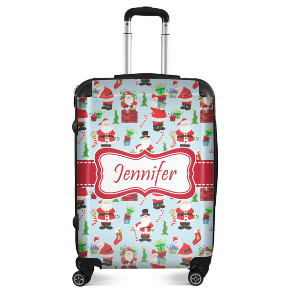 Custom Santa and Presents Suitcase - 24" Medium - Checked (Personalized)