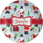 Santa and Presents Melamine Salad Plate - 8" (Personalized)