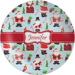 Santa and Presents Melamine Plate - 10" (Personalized)