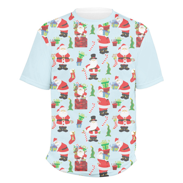 Custom Santa and Presents Men's Crew T-Shirt - Large