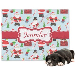 Santa and Presents Dog Blanket - Large w/ Name or Text