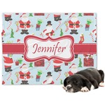 Santa and Presents Dog Blanket - Regular w/ Name or Text