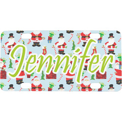Santa and Presents Mini / Bicycle License Plate (4 Holes) (Personalized)