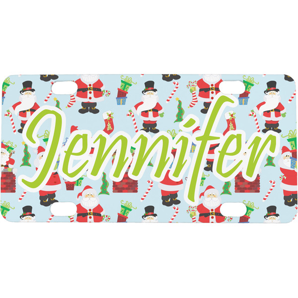 Custom Santa and Presents Mini / Bicycle License Plate (4 Holes) (Personalized)