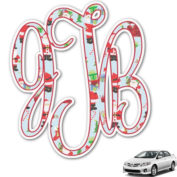 Custom Santa and Presents Monogram Car Decal (Personalized)