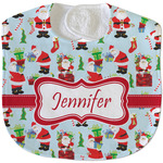 Santa and Presents Velour Baby Bib w/ Name or Text
