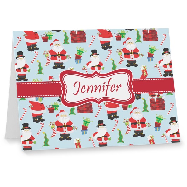 Custom Santa and Presents Note cards w/ Name or Text