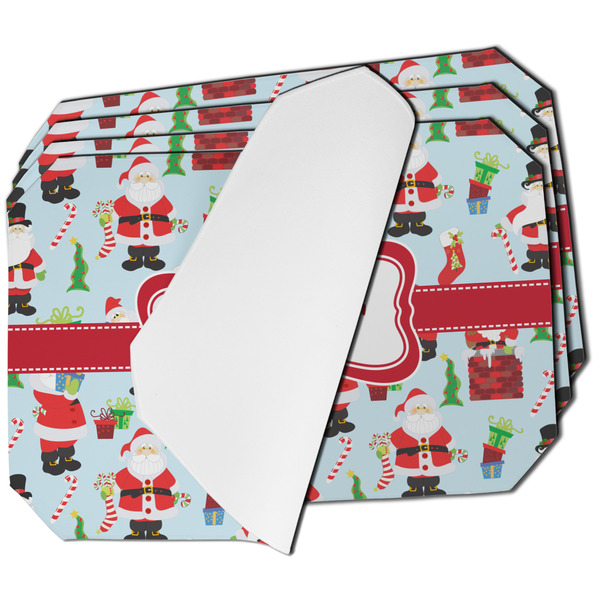 Custom Santa and Presents Dining Table Mat - Octagon - Set of 4 (Single-Sided) w/ Name or Text