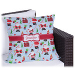 Santa and Presents Outdoor Pillow - 16" w/ Name or Text