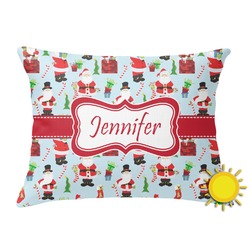 Santa and Presents Outdoor Throw Pillow (Rectangular) w/ Name or Text