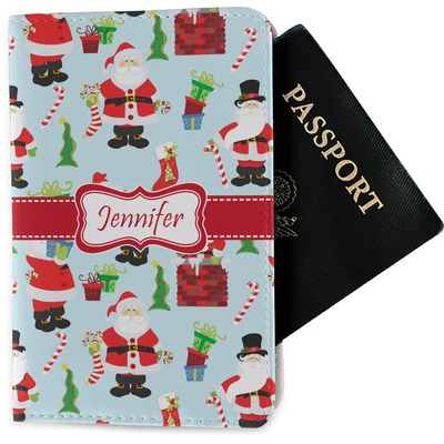 Santa and Presents Passport Holder - Fabric w/ Name or Text