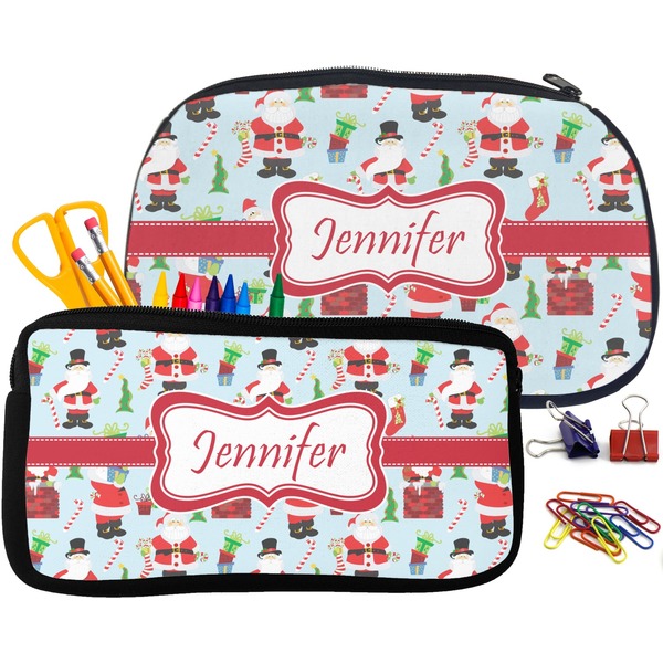 Santas w/ Presents Pencil / School Supplies Bags Small and Medium