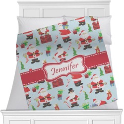 Santa and Presents Minky Blanket - Twin / Full - 80"x60" - Single Sided w/ Name or Text
