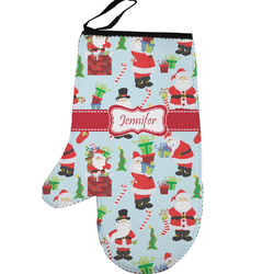 Santa and Presents Left Oven Mitt w/ Name or Text