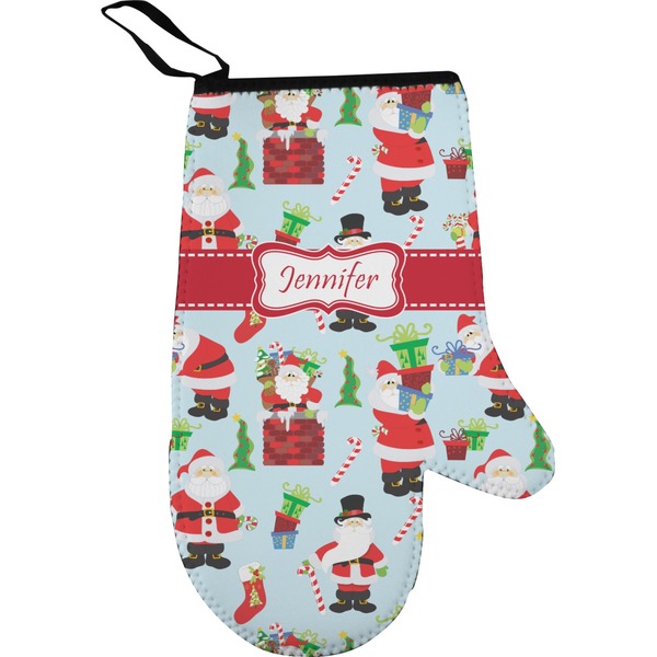 Custom Santa and Presents Right Oven Mitt w/ Name or Text