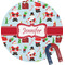 Santas w/ Presents Personalized Round Fridge Magnet