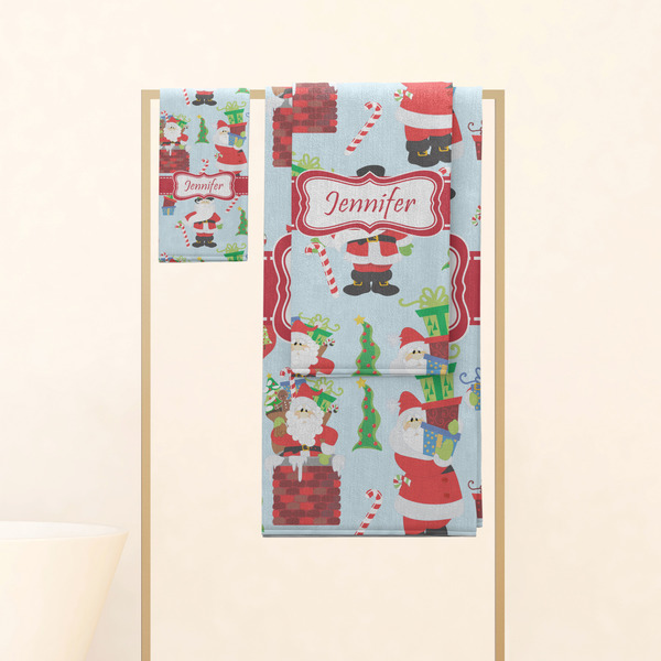 Santas w/ Presents Personalized Towel Set