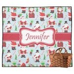 Santa and Presents Outdoor Picnic Blanket w/ Name or Text