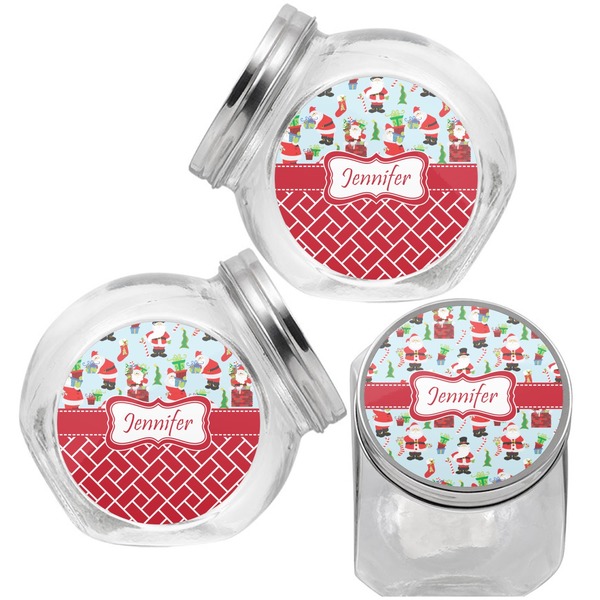 Santas w/ Presents Puppy Treat Jar - Top Left Right