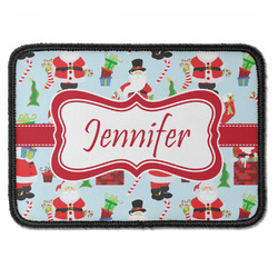 Santa and Presents Iron On Rectangle Patch w/ Name or Text