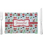 Santa and Presents Rectangular Glass Lunch / Dinner Plate - Single or Set (Personalized)