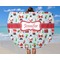 Santas w/ Presents Round Beach Towel - In Use