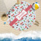 Santas w/ Presents Round Beach Towel Lifestyle