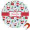 Santas w/ Presents Round Car Magnet