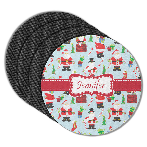 Santas w/ Presents Round Coaster Rubber Back - Main