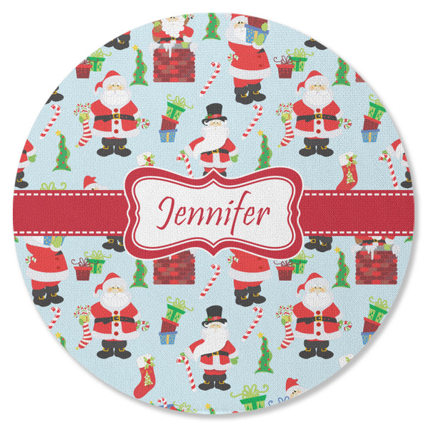 Santas w/ Presents Round Coaster Rubber Back - Single