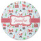 Santas w/ Presents Round Coaster Rubber Back - Single