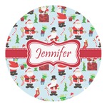 Santa and Presents Round Decal - Large (Personalized)