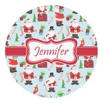Santa and Presents Round Decal - Small (Personalized)