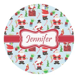 Santa and Presents Round Decal - Medium (Personalized)