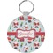 Santa and Presents Round Plastic Keychain (Personalized)