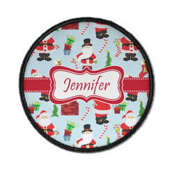 Santa and Presents Iron On Round Patch w/ Name or Text