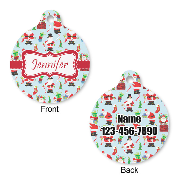 Santas w/ Presents Round Pet Tag - Front & Back