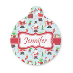 Santa and Presents Round Pet ID Tag - Small (Personalized)