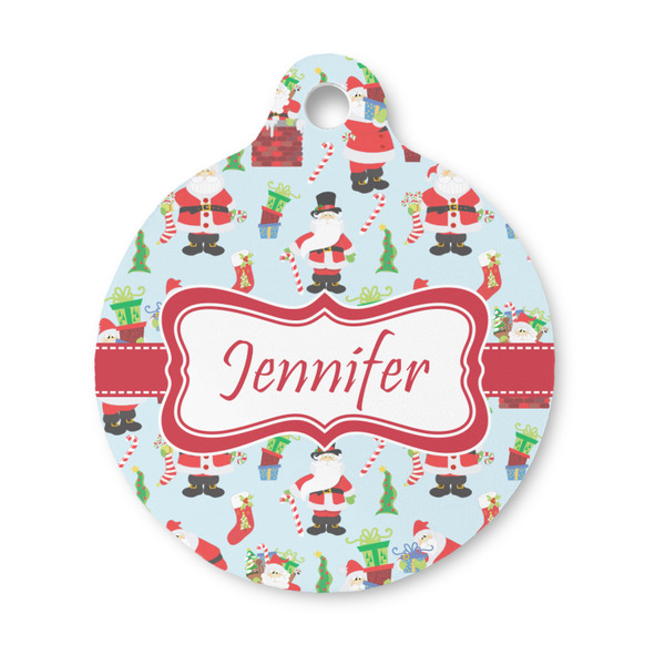 Custom Santa and Presents Round Pet ID Tag - Small (Personalized)