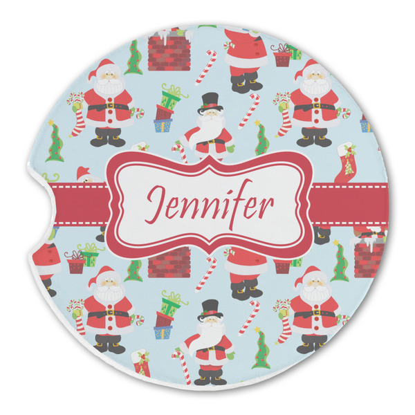 Custom Santa and Presents Sandstone Car Coaster - Single (Personalized)